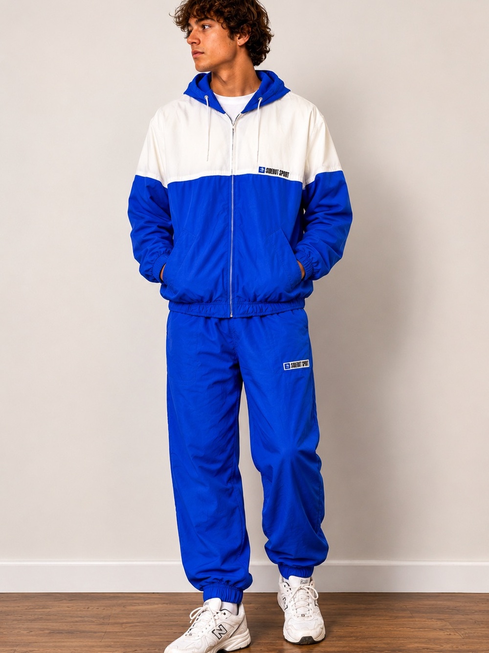 Vintage Sideout Sport Nylon Windbreaker‎ Track Suit Set Jacket M Pant S Retro